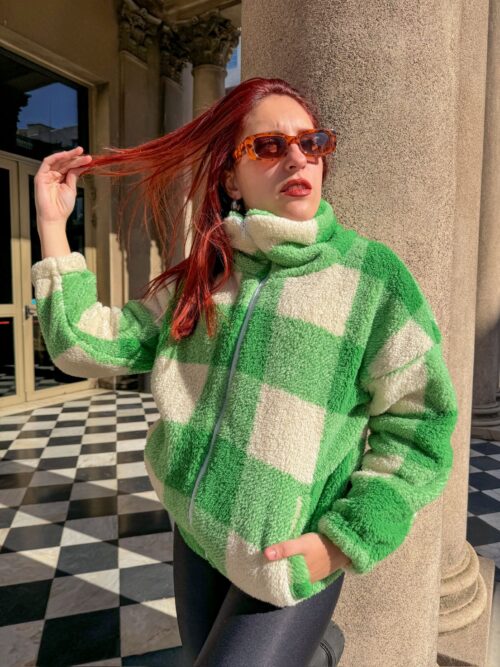 Campera Malva verde y blanca